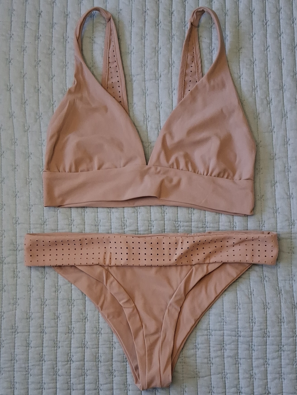 Boys + Arrows Nude Perforated Bikini Set